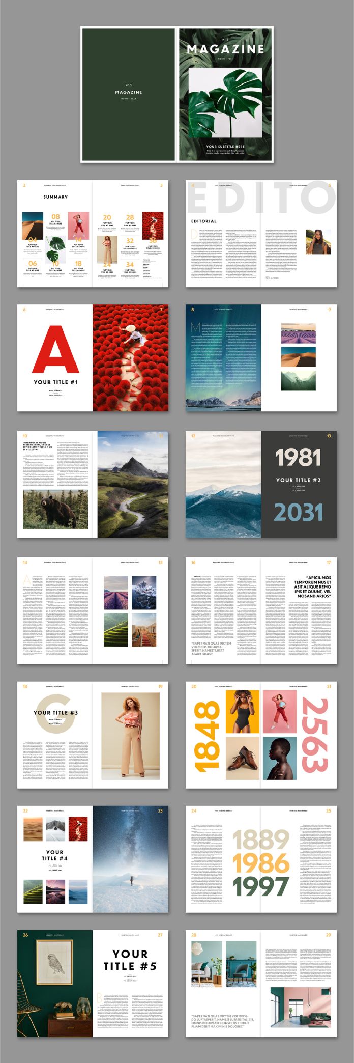 Een kleurrijke en volledig aanpasbare tijdschriftsjabloon voor Adobe InDesign