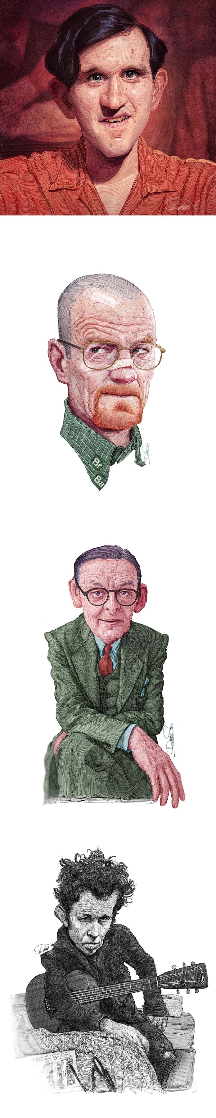 Famous people illustrations by Stavros Damos