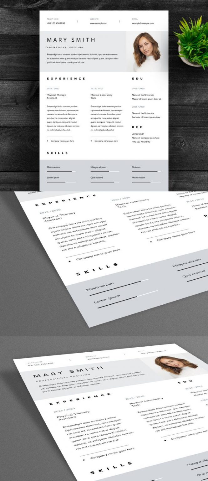 Resume InDesign Template with Gray - Resume InDesign Template With Gray Header And Footer Areas 1 665x1536 