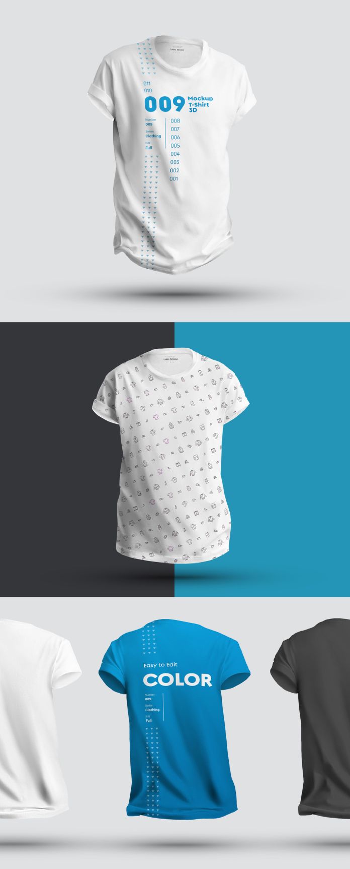 Three T-Shirt Mockups for Adobe Photoshop