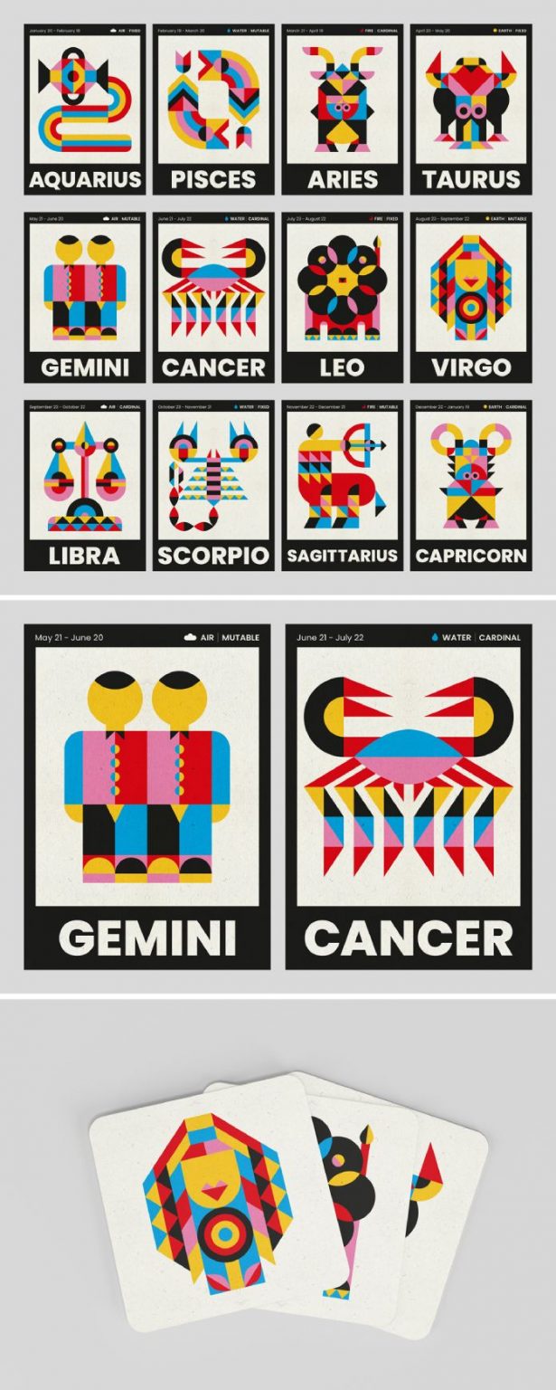 Zodiac Sign Prints by Mario Carpe