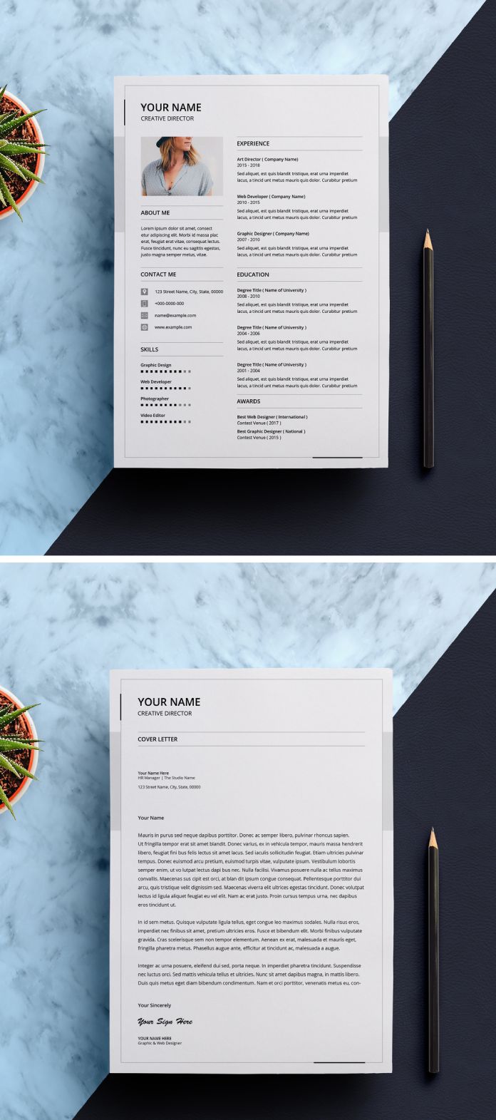Download a Resume and Cover Letter Template for Adobe Photoshop.