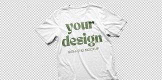 Short Sleeve T-Shirt Photoshop Mockup With Transparent Background and Customizable Colors