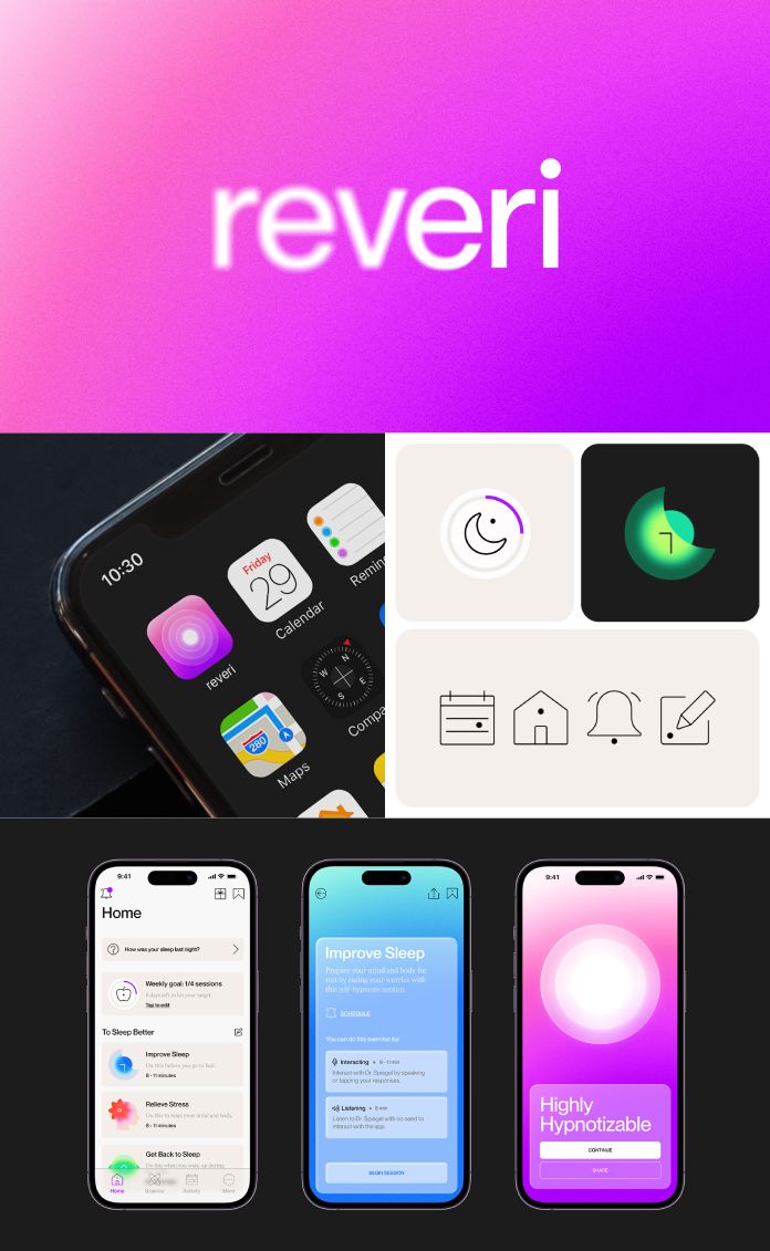 Reveri app brand identity by creative agency Mother Design