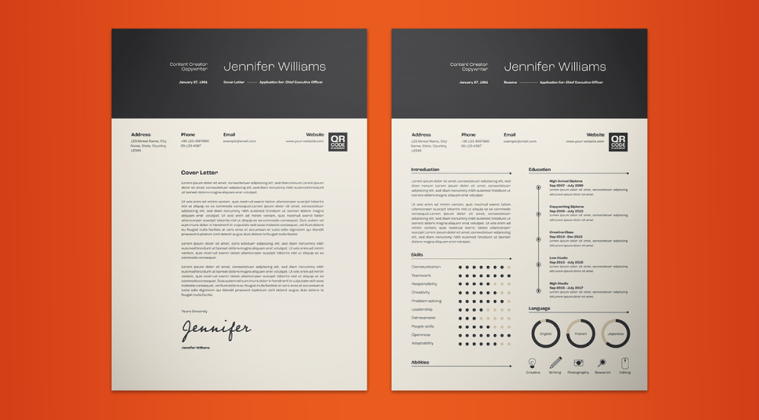 A highly professional resume and cover letter template for Adobe Illustrator