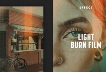 Light Burn Film Poster Photoshop Effect Mockup by Pixelbuddha