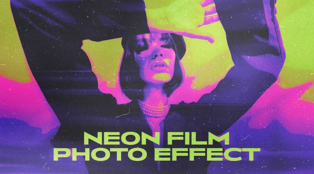 Neon Film Photo Effect Photoshop Mockup