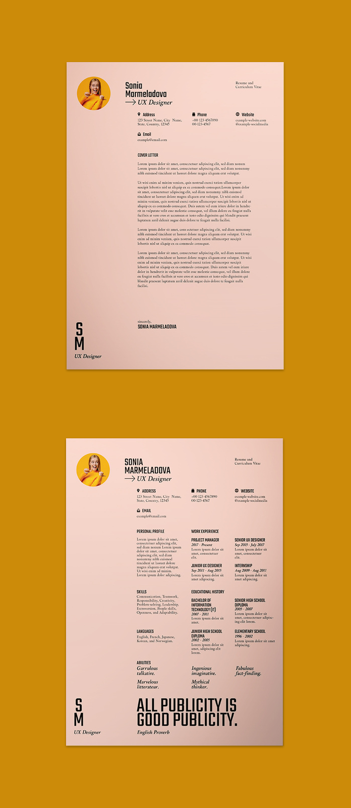 A Well-Designed Resume and Cover Letter Template for Adobe Illustrator
