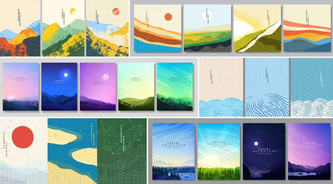 Minimalist semi-abstract illustrations as vector art for posters and fine art prints