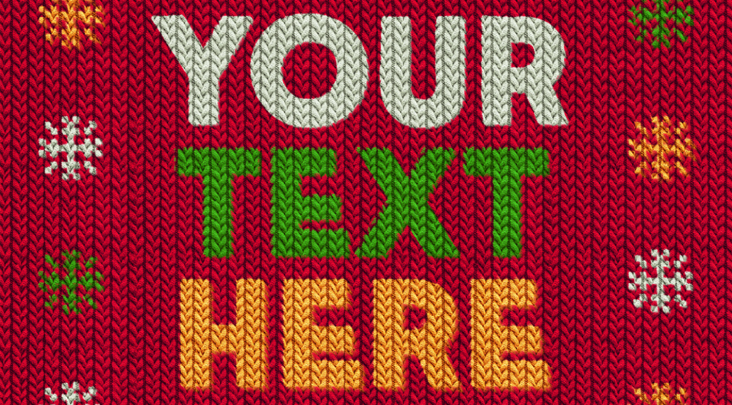 Knitted Christmas Sweater Text Effect Mockup for Adobe Photoshop