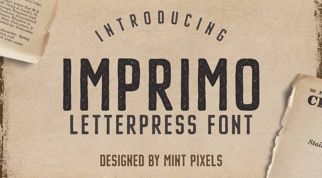 Imprimo Letterpress Vintage Font by Mint Pixels
