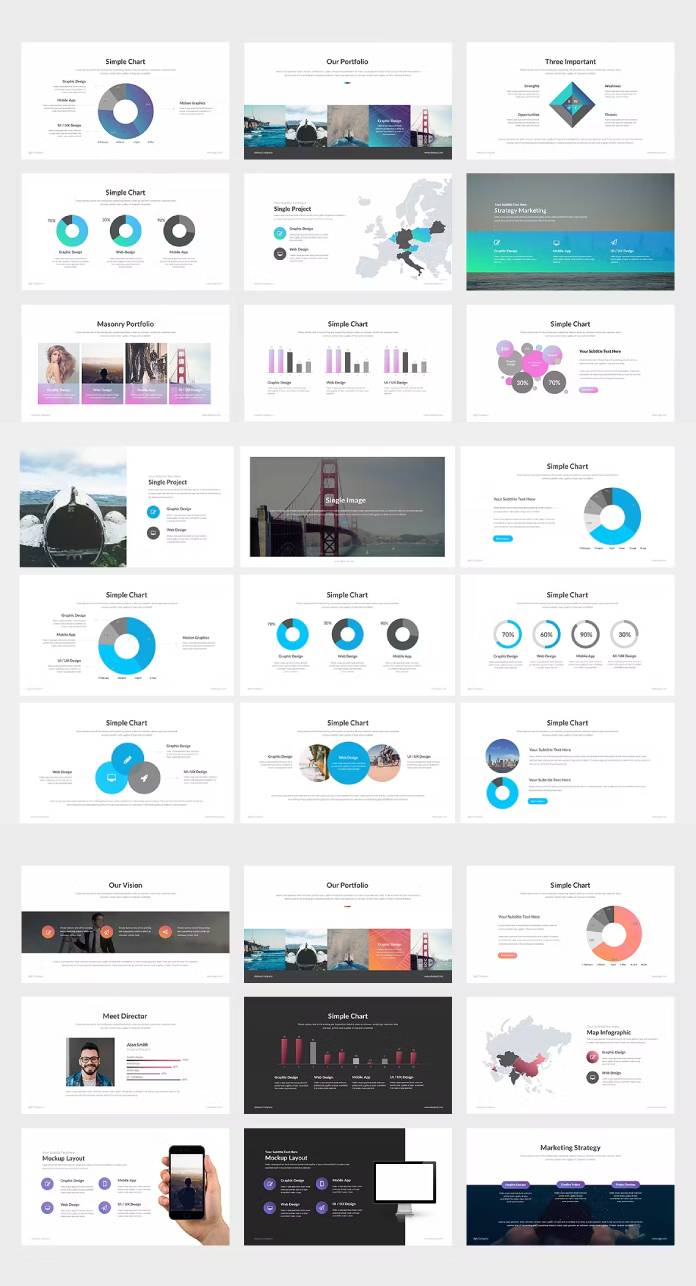 Powerpoint Presentation Template with 70 Slides