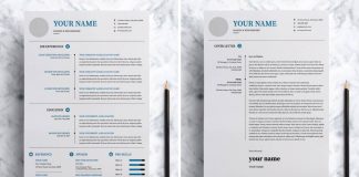 A well-structured resume and cover letter template for Adobe Photoshop.