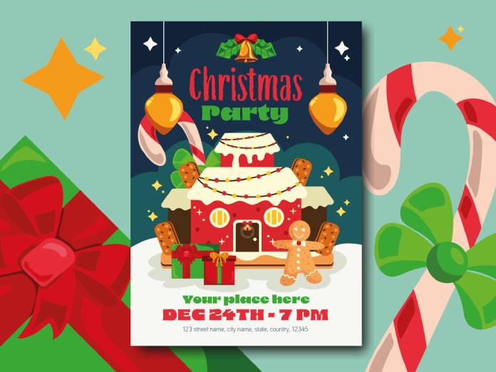 Colorful and Fun Christmas Party Flyer Template for Adobe Illustrator