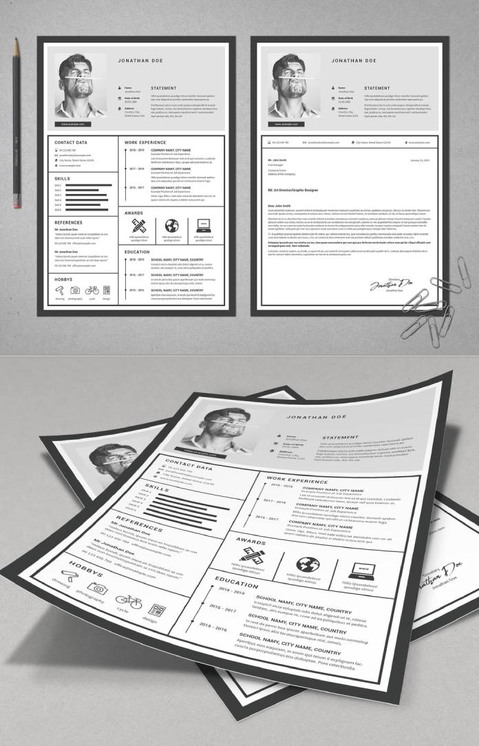 Download a Bold Resume and Cover Letter Template by TypoEdition for Adobe InDesign.