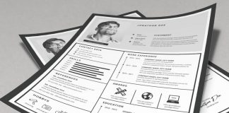 Download a Bold Resume and Cover Letter Template by TypoEdition for Adobe InDesign.