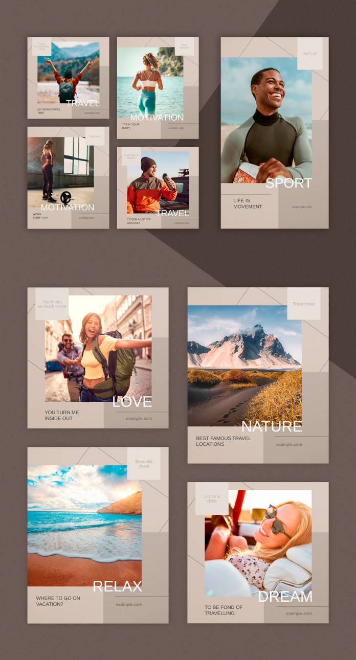 Lifestyle Social Media Instagram Set with Post and Story Templates for Adobe Photoshop