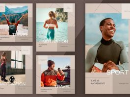 Lifestyle Social Media Instagram Set with Post and Story Templates for Adobe Photoshop