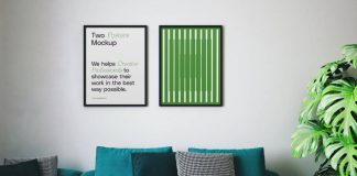 Photoshop Mockup of Framed Posters in a Livingroom