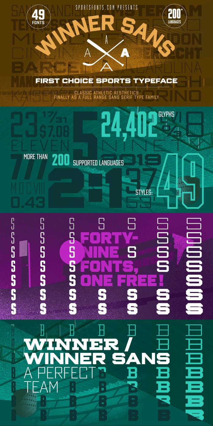 Winner Sans Font Family by Foundry Sports Fonts