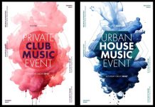 Flyer or poster design templates for parties and music events.