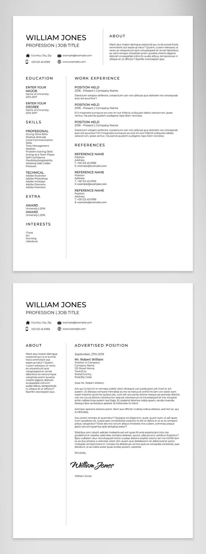 Job Application Resume and Cover Letter Template for Adobe InDesign by McLittle Stock