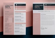 A Resume Illustrator Template with Sidebar and Pink Design Elements by CristalpDesign