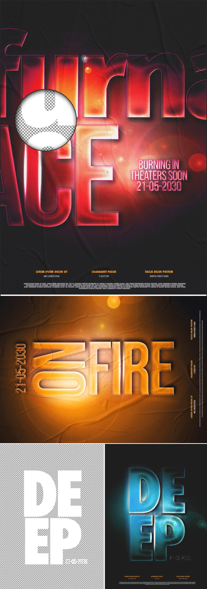 Movie Text Effect Poster Design Template for Adobe Photoshop