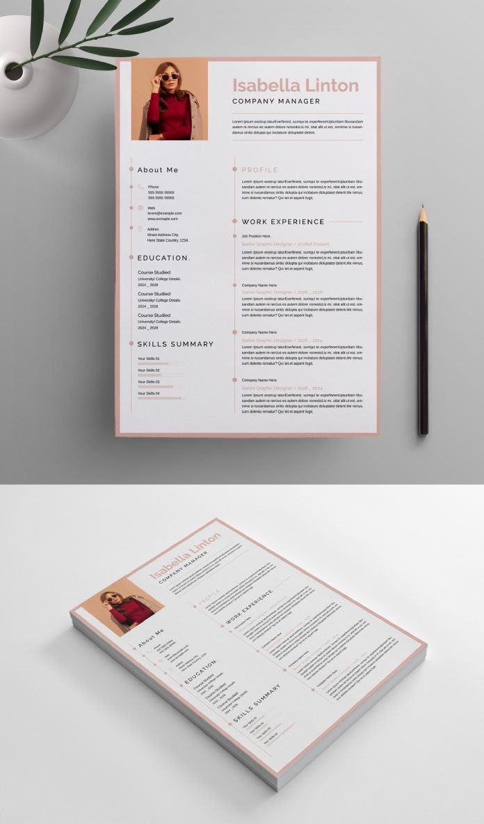 Simple Resume Template by PixWork for Adobe InDesign