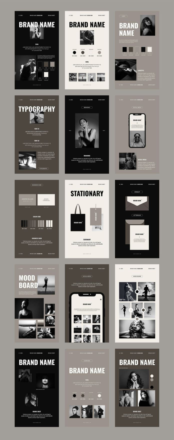 Brand Sheets Presentation Template in 1080x1920 px for Social Media Stories and Reels.