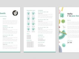 InDesign Resume and Cover Letter Set with Memphis-Style Illustrations by McLittle Stock