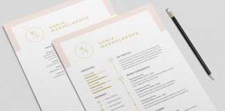 Resume InDesign Template with Pale Pink Header