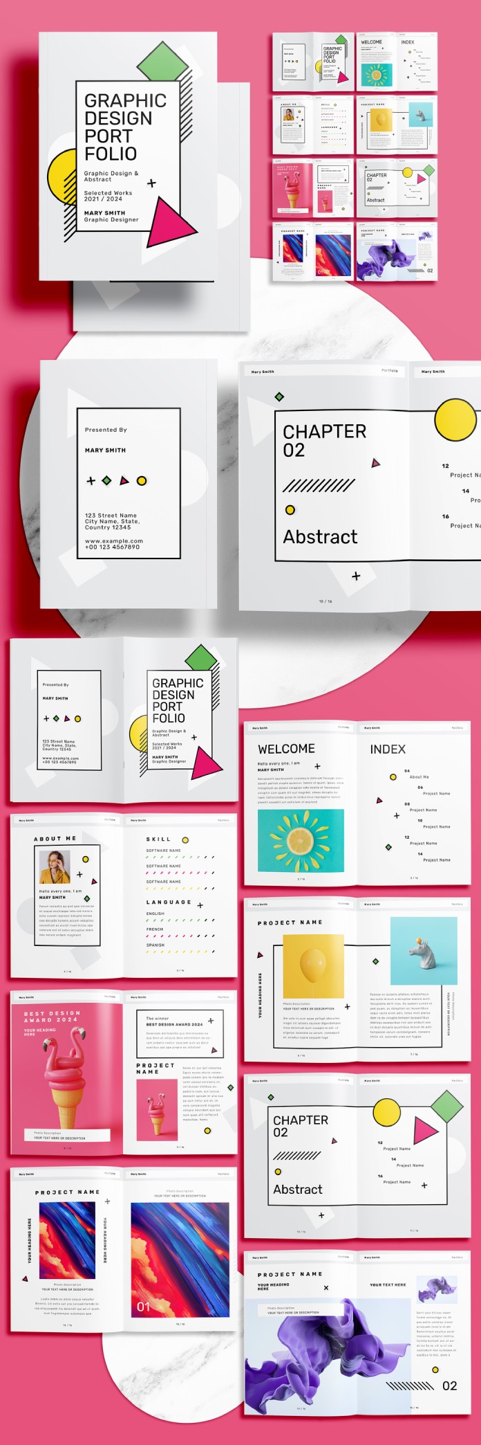 A Fun and Colorful Graphic Design Portfolio Template for Adobe InDesign