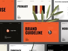 A clean, modern brand guidelines presentation template by GraphicArtist for Adobe InDesign