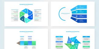 Business data visualization infographics for Adobe InDesign