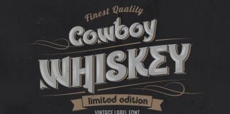 Cowboy Whiskey Font : A Vintage Label Layered Typeface by Fractal Fonts