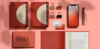 Top View Stationery Mockup with Smartphone for Adobe Photoshop