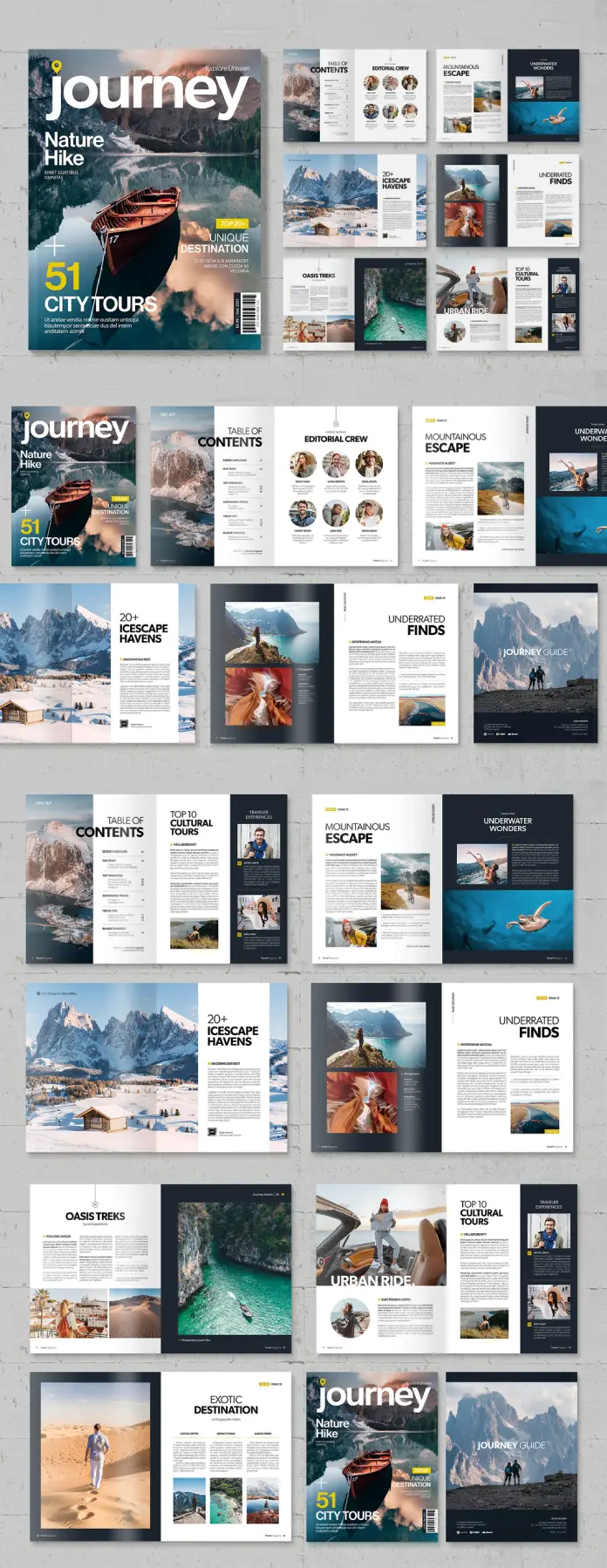 Create a Travel Magazine with this Adobe InDesign Template by BrandPacks