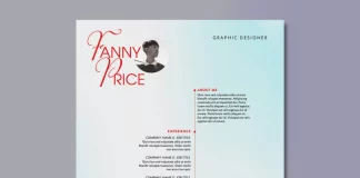 Unique and super stylish resume template with red accents designed by Wavebreak Media