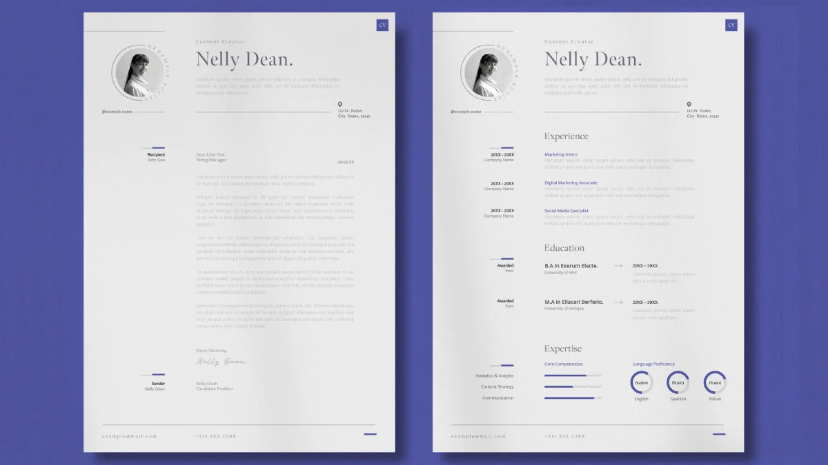 Elegant Adobe InDesign Resume Template - Elegant InDesign Resume Template With Cover Letter And Blue Accents By Wavebreak Media In US Letter And A4.webp