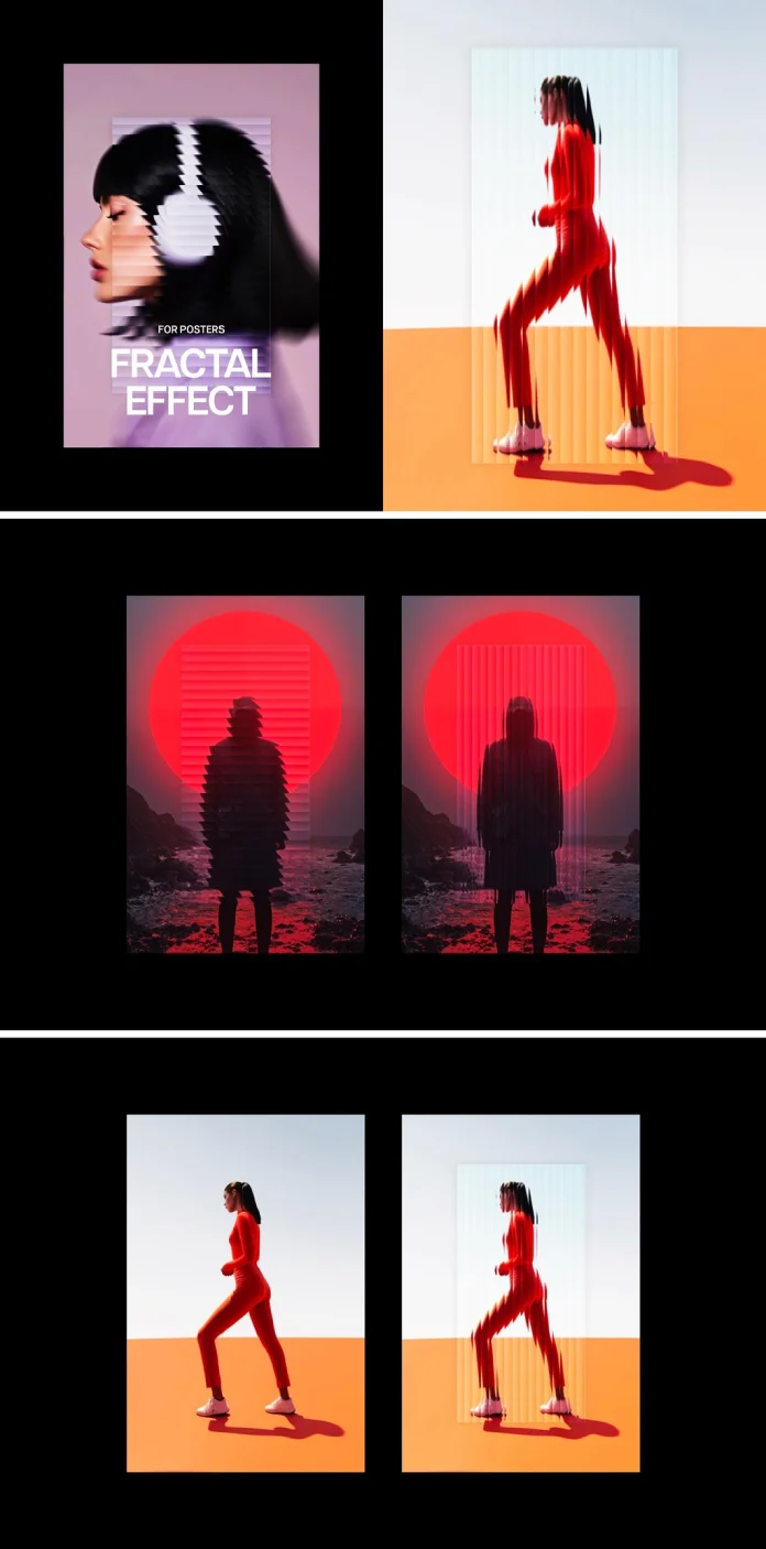 Fractal-style glass poster Photoshop effect mockup by Pixelbuddha Studio