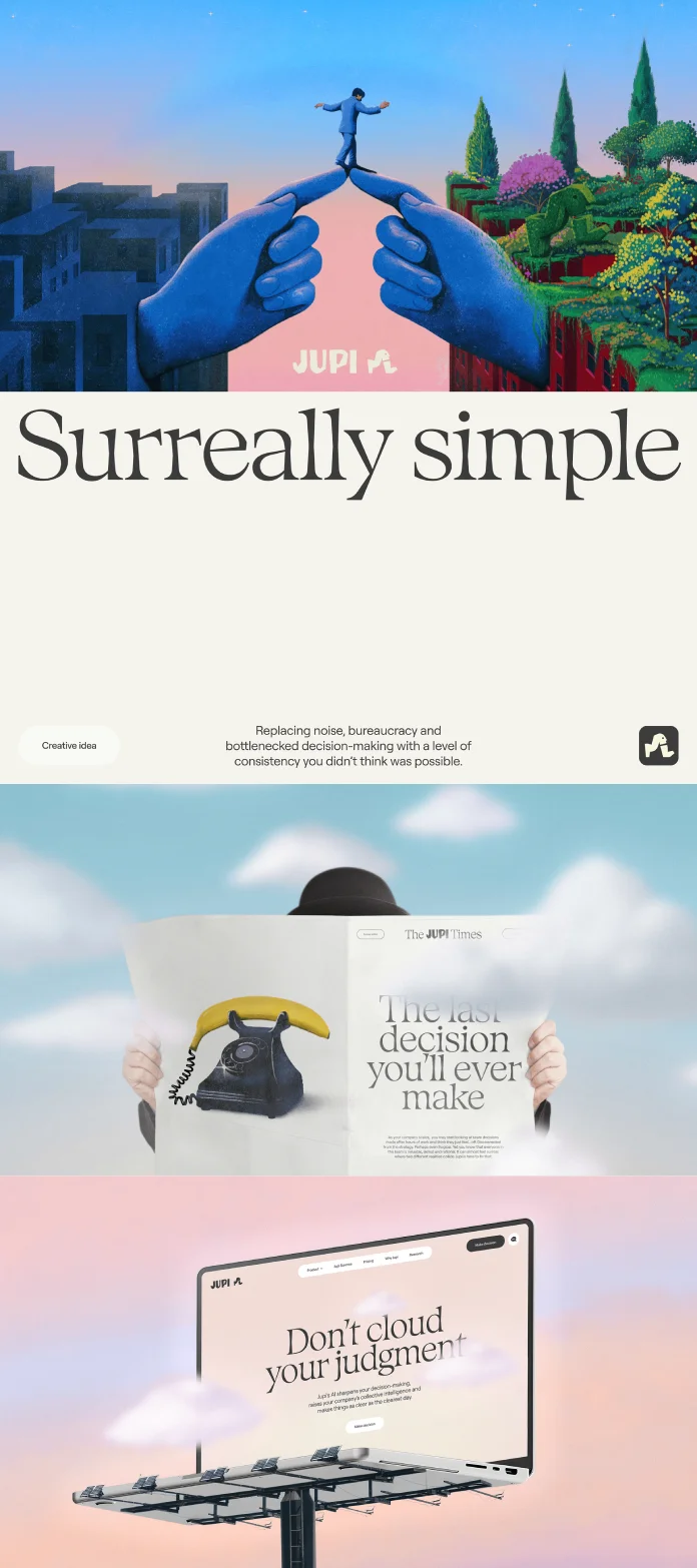 Magritte-inspired rebrand by How&How for Jupi