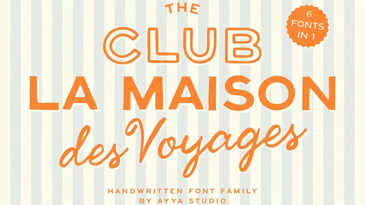 Club La Maison Des Voyages Font Family: Handwritten Vintage Typefaces by Ayya Studio Club La Maison Des Voyages Font Family: Handwritten Vintage Typefaces by Ayya Studio