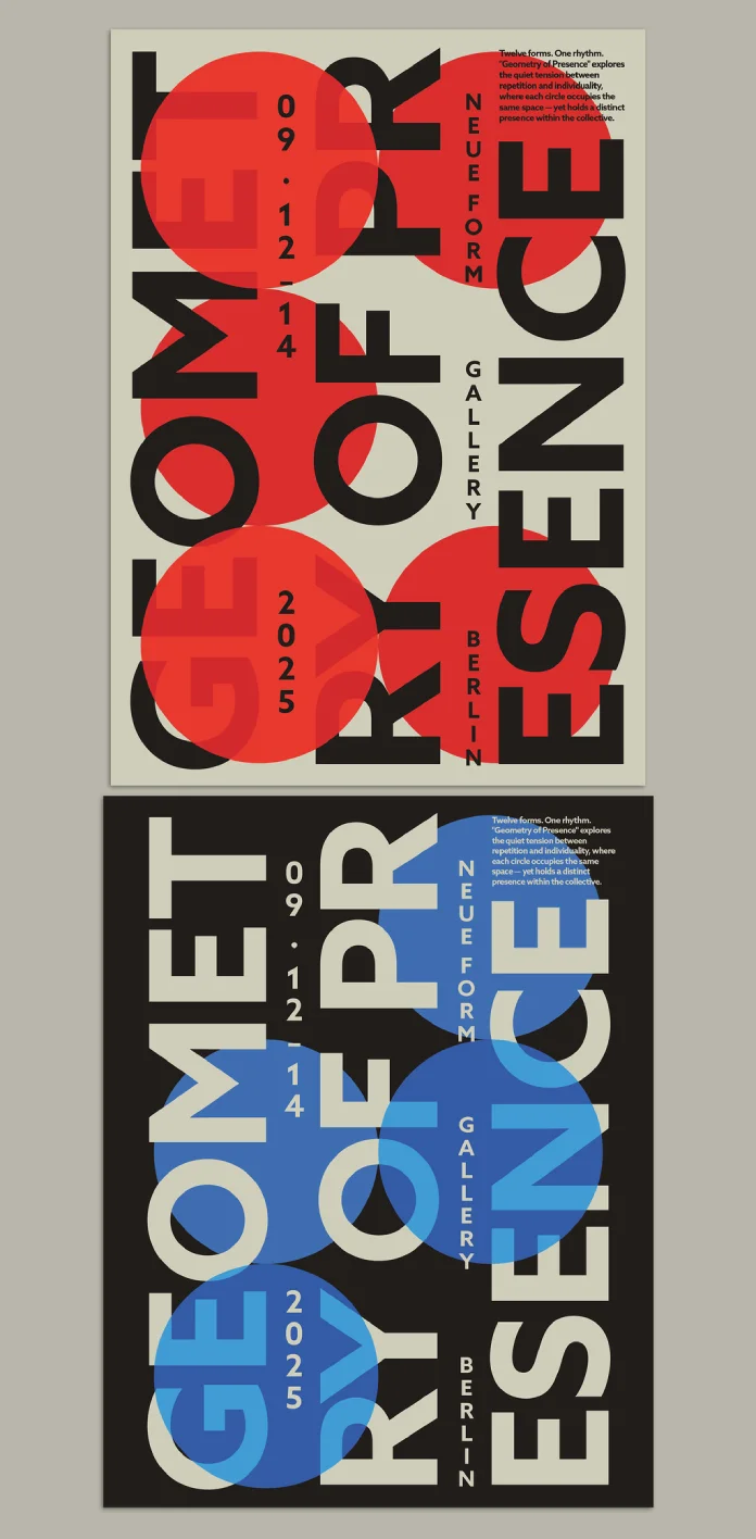 Modern Typographic Exhibition Flyer Template by Blackcatstudio for Adobe Illustrator