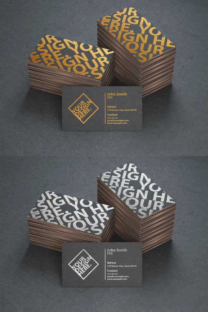 Stacked Business Cards Photoshop Mockup by Adobe Stock contributor Dennis