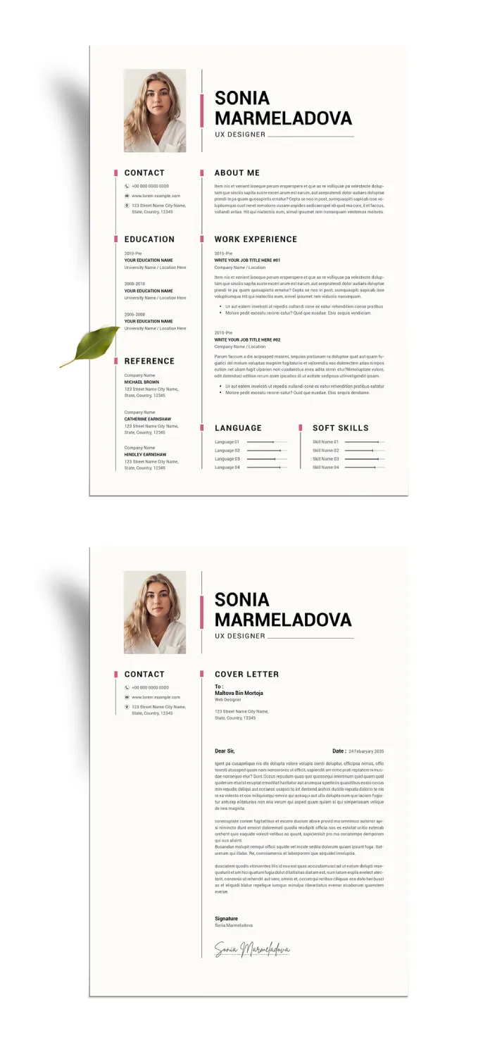 The Perfect Clean Professional Resume and Cover Letter Template by PixWork for Adobe InDesign
