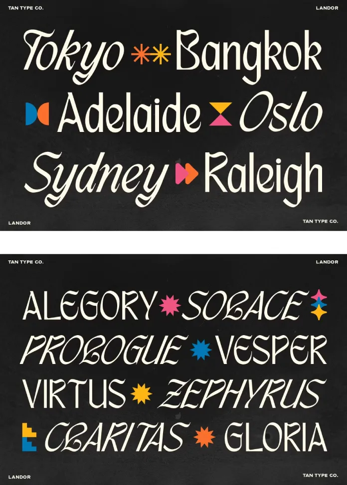 Tan Lettering Color TAN Landor Font by TanType: Including Regular & Italic