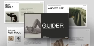 Guider Brand Proposal Presentation Template by evgenystudio for Google Slides, PowerPoint, Keynote, Adobe InDesign, Canva, and others.