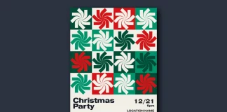 A Minimalist, Graphic Christmas Party Poster Template A minimalist, graphic Christmas party poster template with geometric snowflakes by Jozef Micic for Adobe Illustrator.