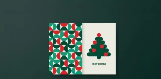 Foldable Christmas Card InDesign Template: The Ultimate Minimalist Guide for Designers A Foldable Christmas Card InDesign Template with Xmas Tree and Space for Text and a Photo Inside by Jozef Micic in a Graphic, Minimalist Style.